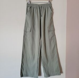 Pact Women's Green Cotton Hemp Wide Leg Cargo Utlity Pants Size Small
